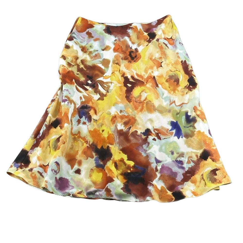 Jones‎ Wear Skirt Womens 12 A-Line Midi Watercolor Art Abstract Floral Y2K Fairy